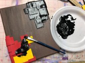 Painting the fun foam with black gesso